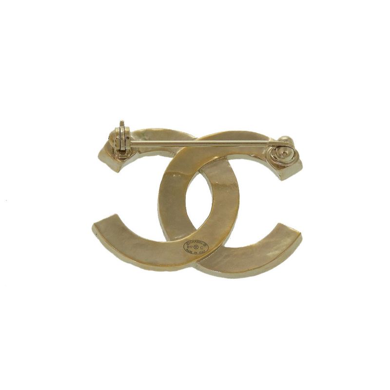 Chanel Coco Mark B17 C Rhinestone Gold Brooch Accessories 0183 — view 3