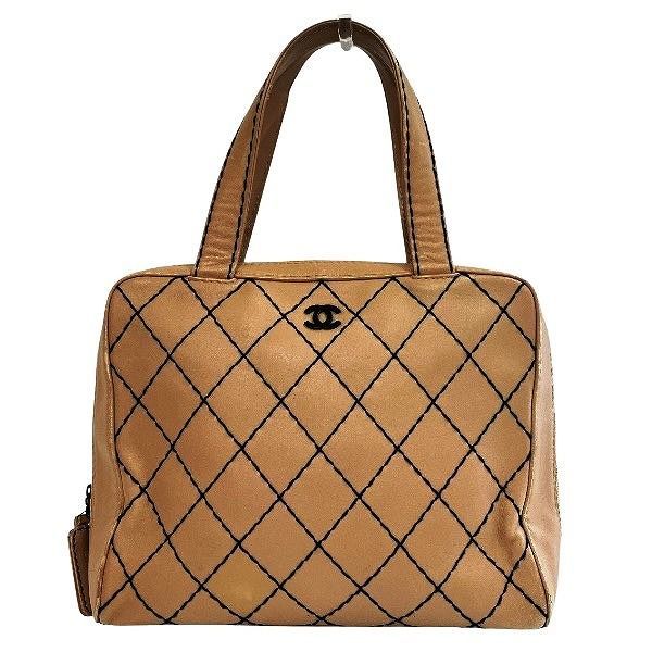 Chanel Wild Stitch Beige Lambskin Mini Boston