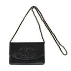 Chanel Chain Wallet Ap4653 Grained Shiny Calfskin Black Gold Hardware — view 9