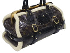 Louis Vuitton Monogram Shearling Storm Handbag Brown Patent Leather Sheepskin — view 4