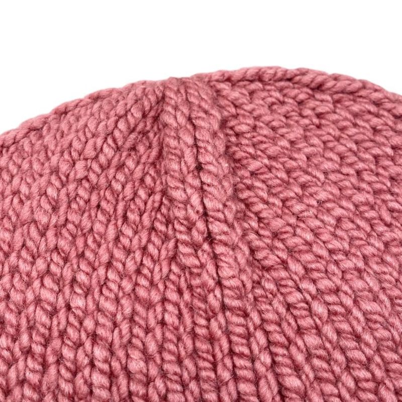 Hermes Hat Knit Joplin Beanie N Frme M Size Calfskin Button Rose — view 4