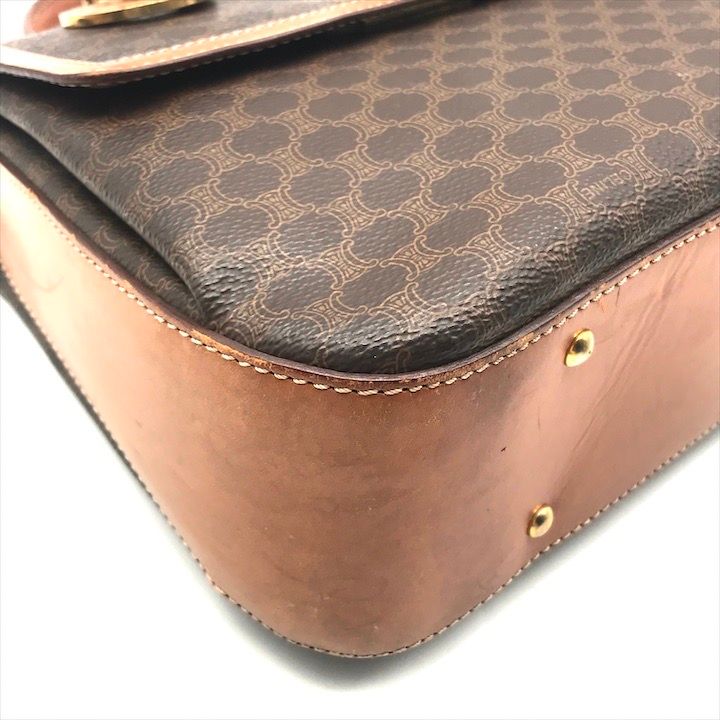 Celine Macadam Turnlock Charm Leather Hand Bag Brown Vintage — view 4