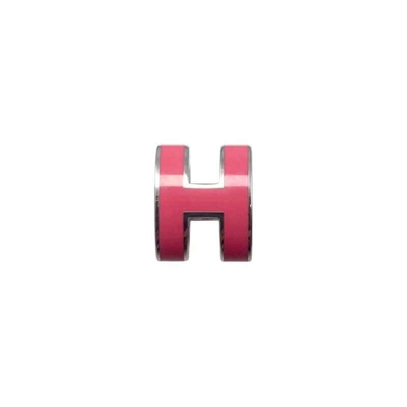 Hermes Earrings Pop Ashe Mini H Logo Rose Tropic Pink Silver — view 5