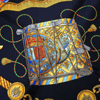 Hermes Scarf Carre 90 Silk Black Gold LES Tambours Tambour Drums — view 5