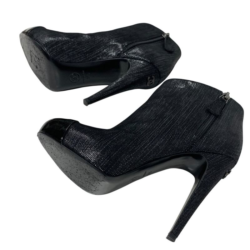 Chanel Boots Short Shoes Leather Black Coco Mark Metallic — view 6