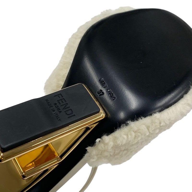Fendi First Sandals Mule Party Shoes Metal Heel Sheepskin Beige — view 8