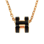 Hermes Necklace Pop Ash Mini Pendant Black Rose Gold Hardware Accessorie — view 3