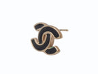 Chanel CC Logo Earrings 02 Black Gold Frame — view 2