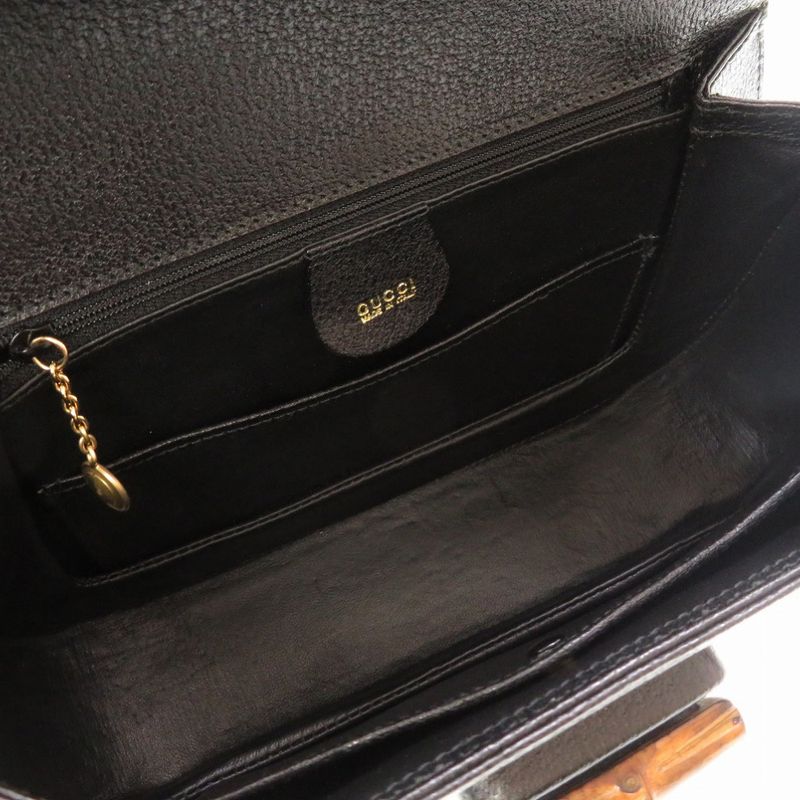 Gucci Bamboo Leather Black 000 2113 0633 Handbag 0187 — view 5