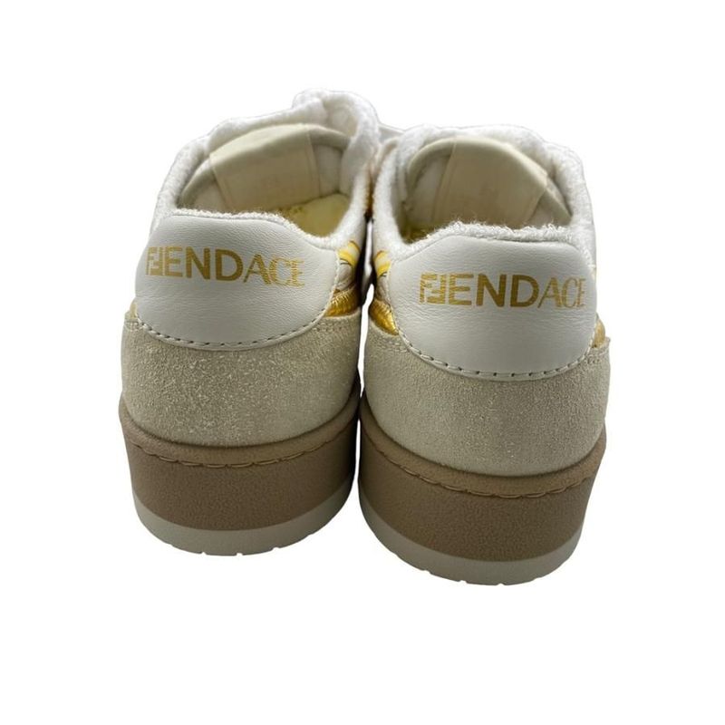 Fendi Versace Fendace White Satin Print Low Top 35 — view 2