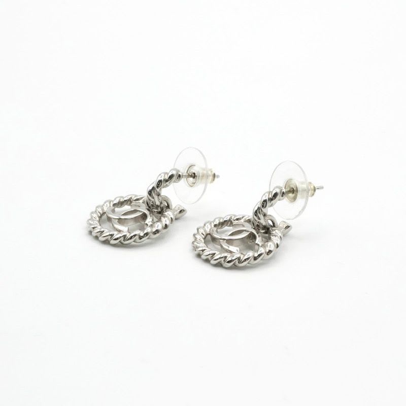 Chanel Earrings Silver Coco Mark Circle — view 3