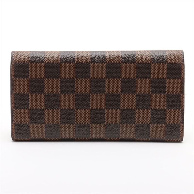 Louis Vuitton Damier Portefeuille Emilie Zipper Long Wallet Ebene Brown — view 7