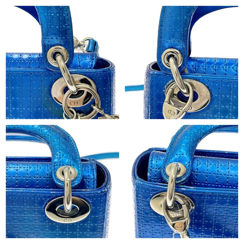 Dior Lady Metallic Shoulder Bag Blue — view 7