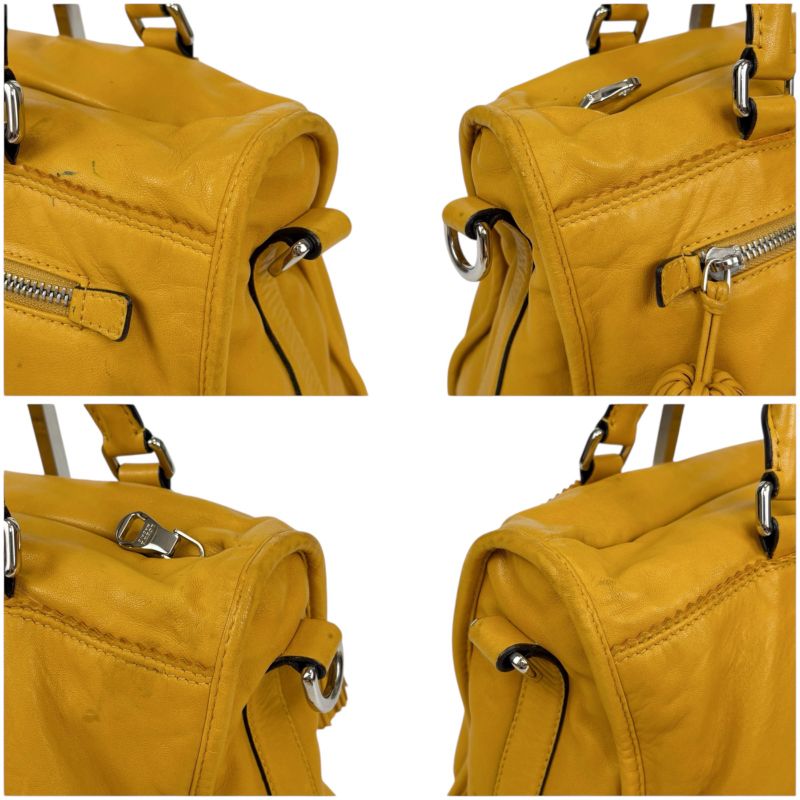Loewe 2-Way Shoulder Bag Handbag Tassel Charm Fringe Anagram Logo Yellow Silver — view 5