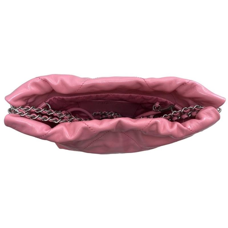 Chanel 22 Mini Shoulder Bag As3980 Shiny Calfskin Logo Chain Pink — view 3