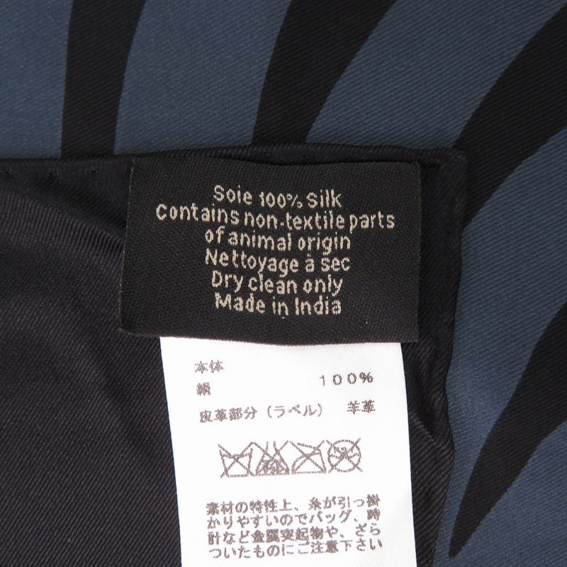 Hermes Carre 90 Silk Beaded Black Gold Leather Tag Scarf 1249 — view 3