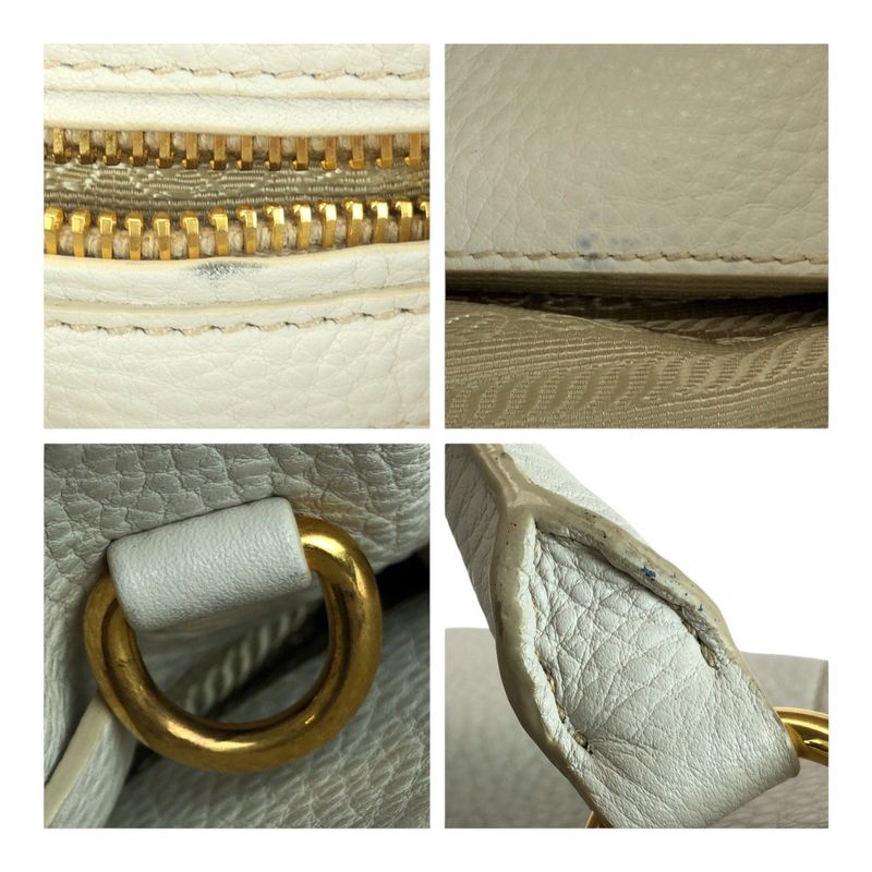 Prada Vittero Dino White Gold Hardware Leather Bn2534 Tote Handbag — view 5
