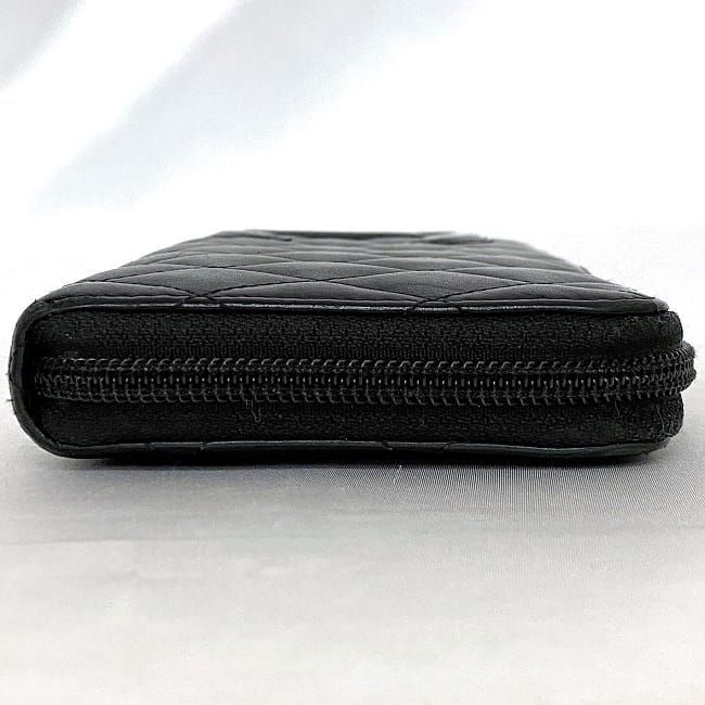 Chanel Round Zipper Long Wallet Black Cambon — view 3