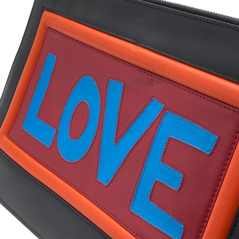 Fendi 7 N0078 Love Second Bag Clutch Pochette Leather Black Multicolor — view 8