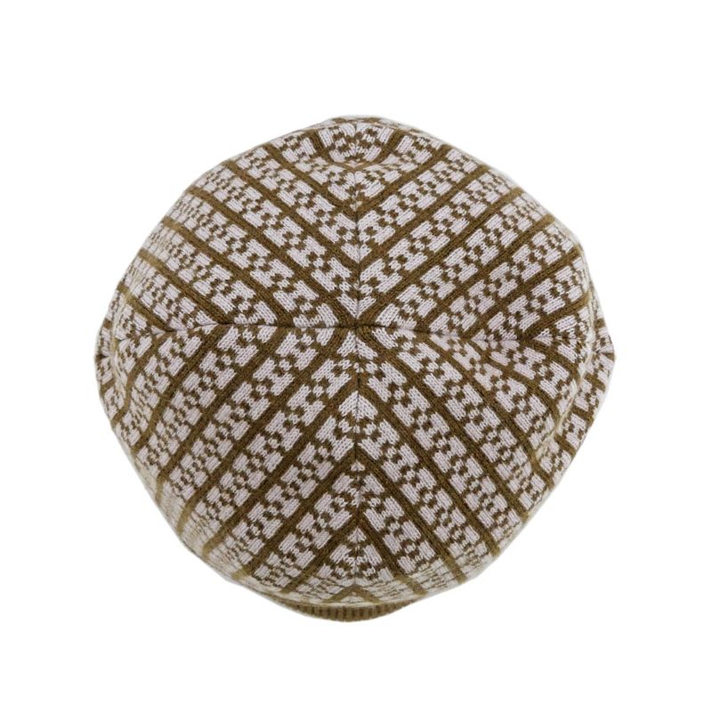 Hermes Knit Hat Beanie Brown Pink M Size Cashmere Cap — view 6
