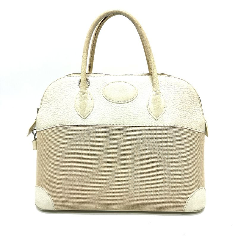 Hermes Handbag Bollide 35 Toile Ash White — view 2
