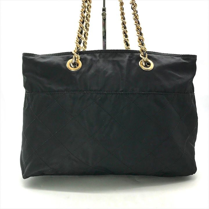 Prada Nylon Tessuto Quilted Chain Shoulder Tote Black — view 2