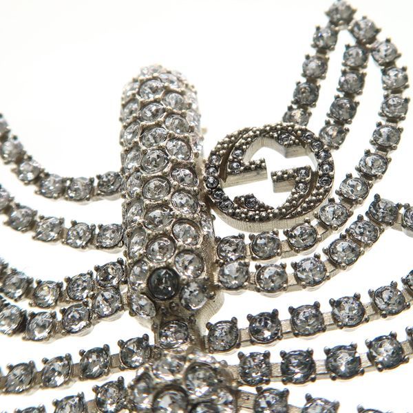 Gucci Brooch Interlocking G Butterfly Rhinestone Metal — view 7