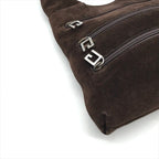 Gucci Suede Triple Zipper Vintage Shoulder Bag Brown — view 6
