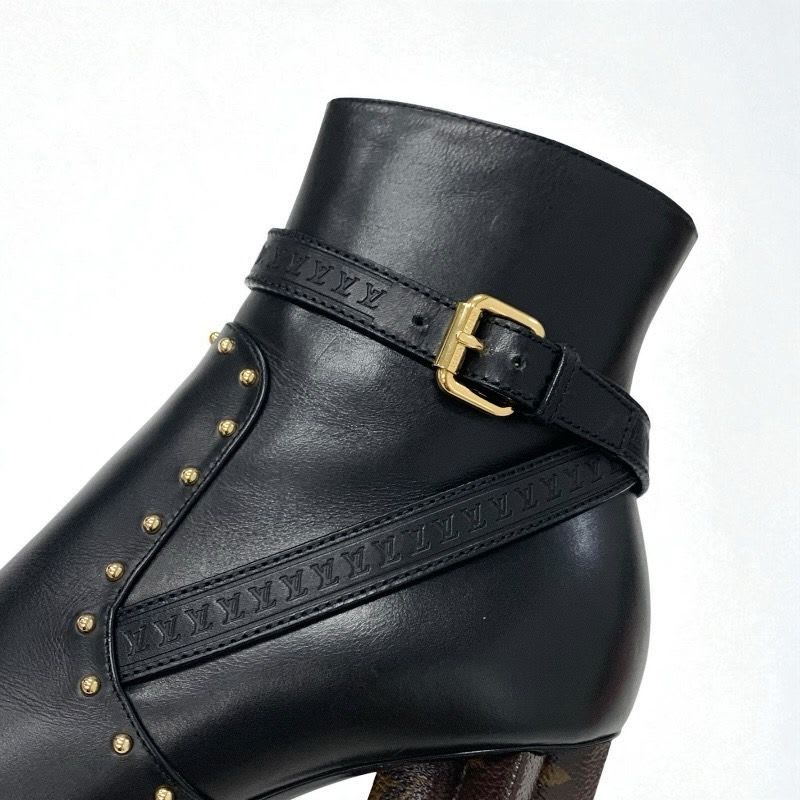 Louis Vuitton Silhouette Line Monogram Boots Short Shoes Leather Black — view 9