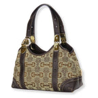 Gucci Handbag Horsebit Canvas Leather Beige Brown Gold Hardware Casual — view 2