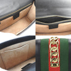 Gucci Shoulder Bag Sylvie Small Webline Leather Black Gold Hardware — view 8