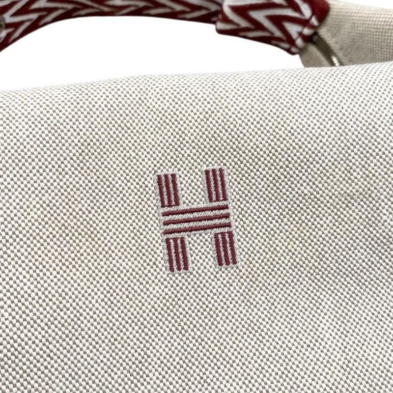 Hermes Bath Pouch Bride-a Black GM Toile Canvas H Logo Zigzag Rouge Ash Red — view 8