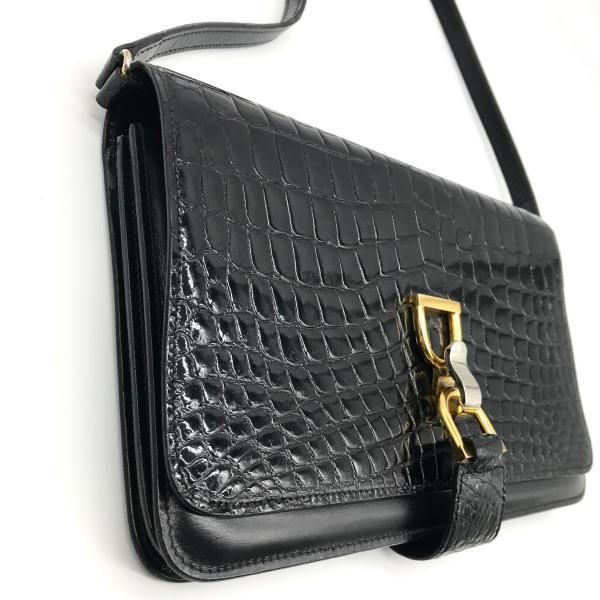 Gucci Croco Vintage Shoulder Bag Combination Black — view 9