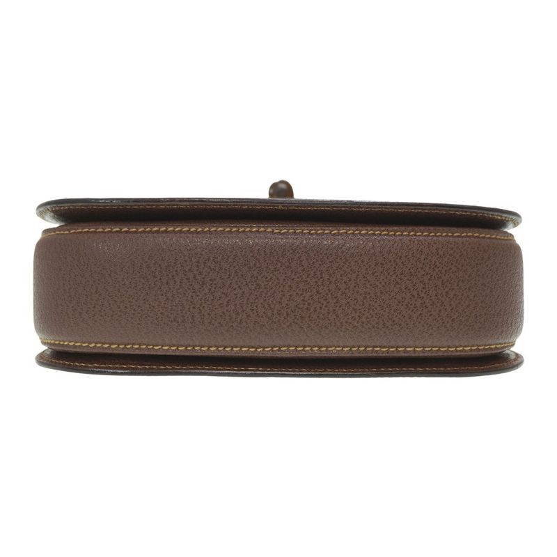 Gucci Bamboo Shoulder Handbag Leather Brown 0084 Vintage With Strap — view 4