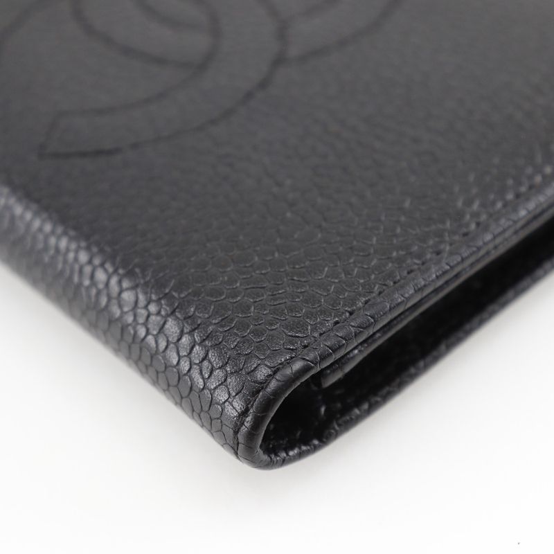 Chanel Coco Mark Card Case Caviar Leather Black Business Holder — view 5