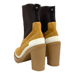 Hermes Boots Short Sock Shoes Suede Fabric Bicolor Camel Brown — view 4