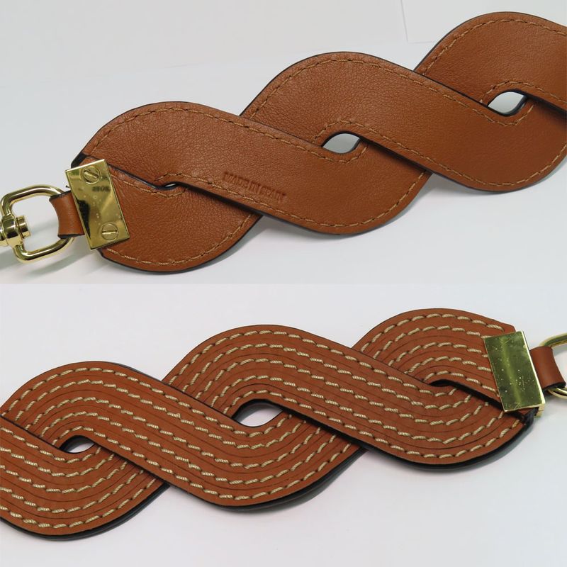 Loewe Shoulder Wavy Stitch Brown Gdhardware Bag Strap Single Item — view 7