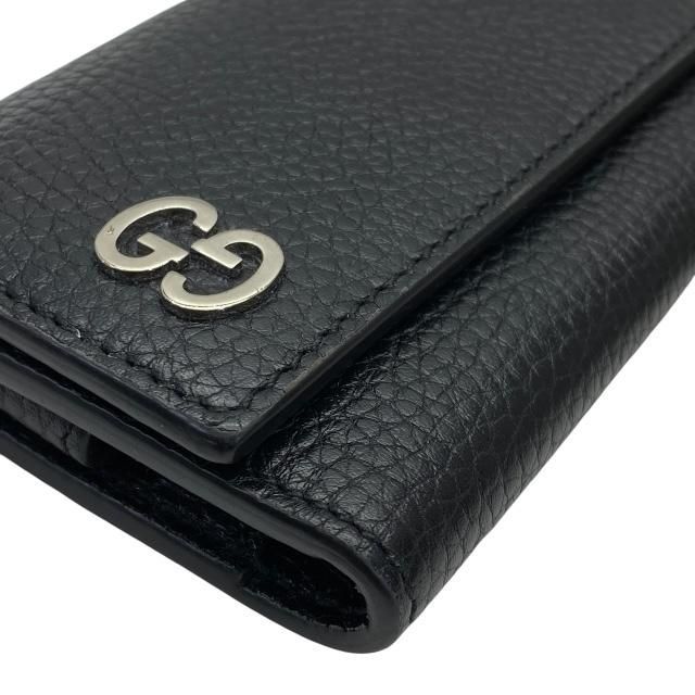 Gucci Double G 6-Ring Key Case Ring Leather Black — view 3