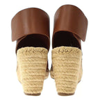 Celine Espadrille Open Toe Leather Wedge Sole Sandals Cspc Brown 35 — view 4