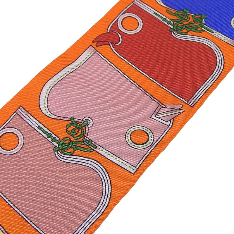 Hermes Twille Scarf Camails 100% Silk Orange Multicolor Small Accessories — view 2