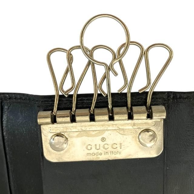Gucci Interlocking G 6-Slot Key Case Hook Compact Leather Black — view 7