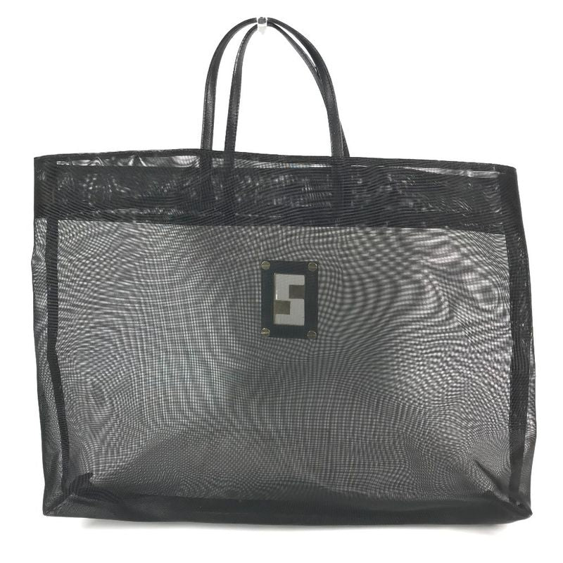 Fendi Handbag FF Logo Mesh Big Bag Nylon Black — view 2