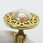 Christian Dior Earrings CD Logo Metal Gold Plated Accessories Faux Pearl — view 6