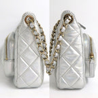 Chanel Chain Clutch Bag Iridescent Metallic Lambskin Silver Ap4349 — view 5