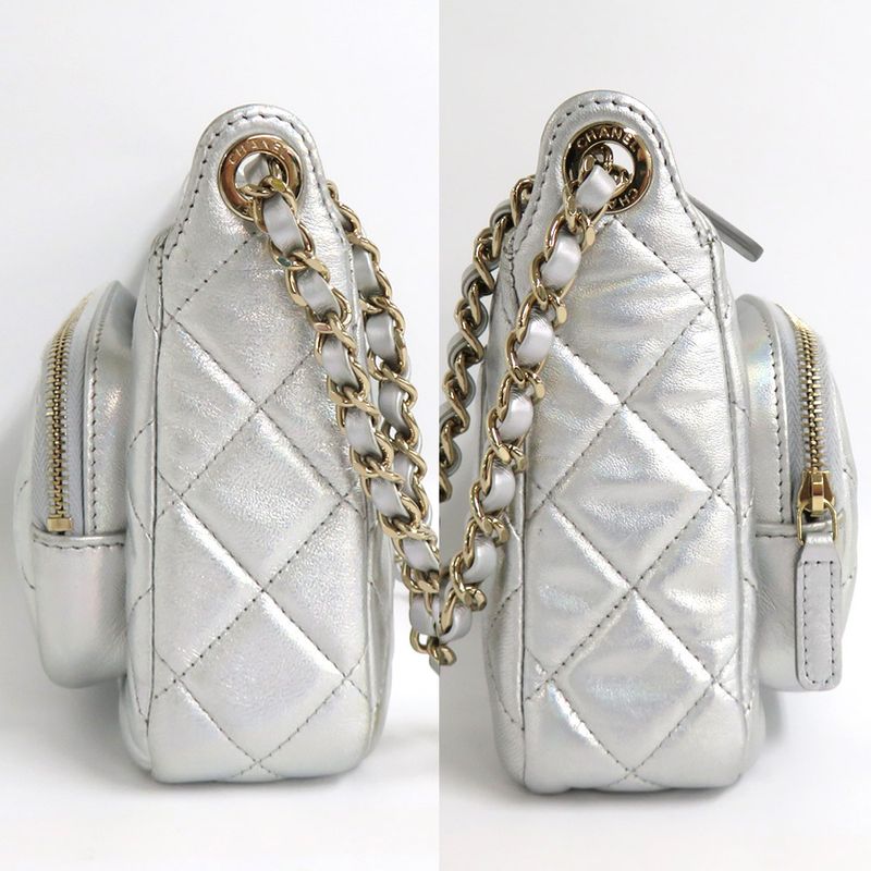 Chanel Chain Clutch Bag Iridescent Metallic Lambskin Silver Ap4349 — view 5