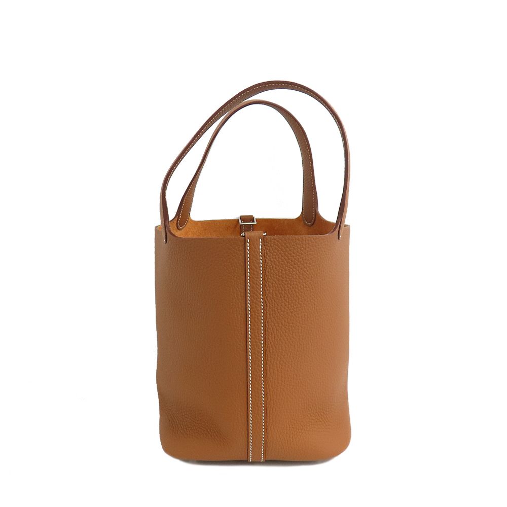 Hermes Picotin Lock MM Gold Taurillon Clemence Silver Hardware — view 4