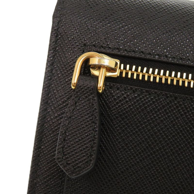 Prada Saffiano Leather Black Long Wallet Bifold 0301 — view 8