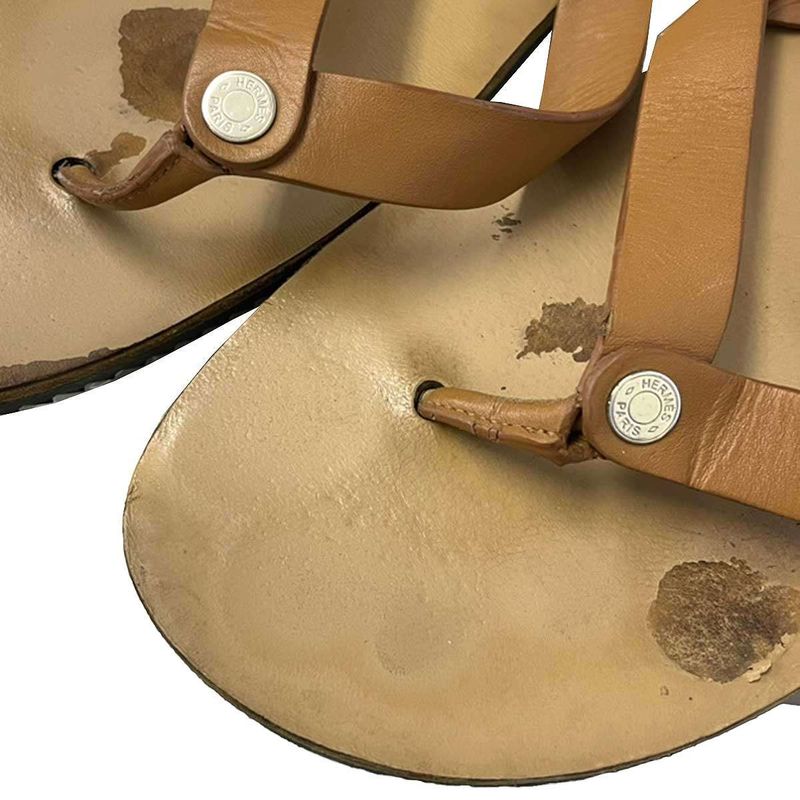 Hermes Estival Thong Leather Flip Flops Brown 42 — view 7