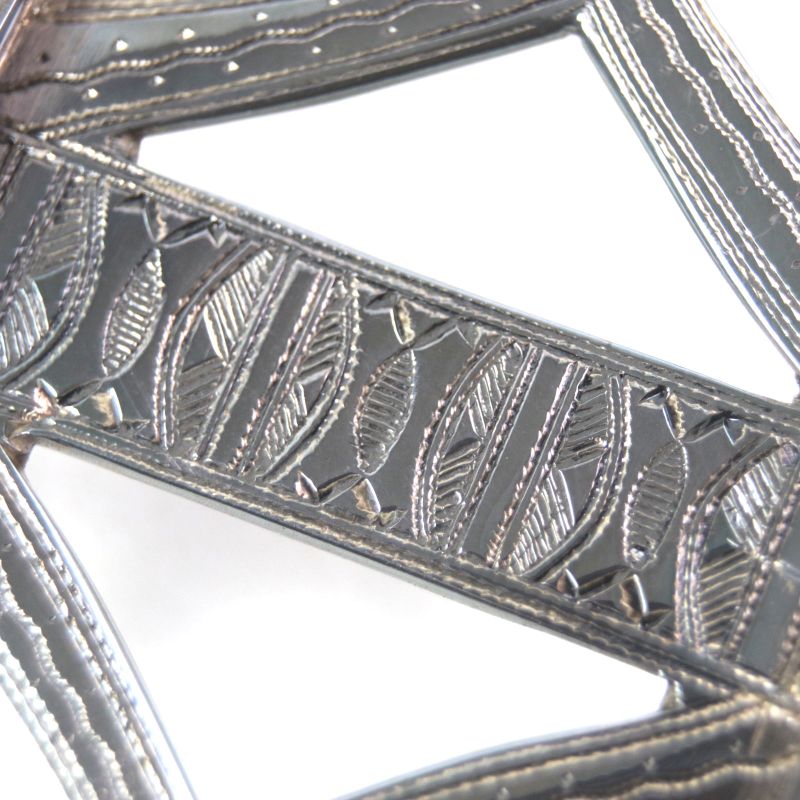 Hermes Touareg Hand Engraved Design Chrome Color Leather Use Belt Buckle SV 925 — view 7