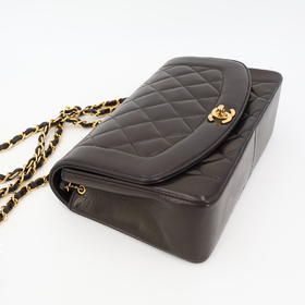 Chanel Diana Flap Quilted 25 Chain Shoulder Bag Lambskin Black Gold Hardware — view 6